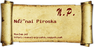 Nánai Piroska névjegykártya